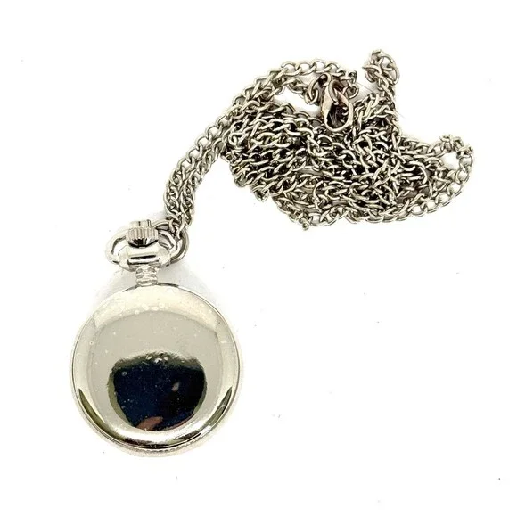 Silver Plated Angel Pendant Watch on Long Chain with Fresh Battery Item #1051 - Picture 4 of 5